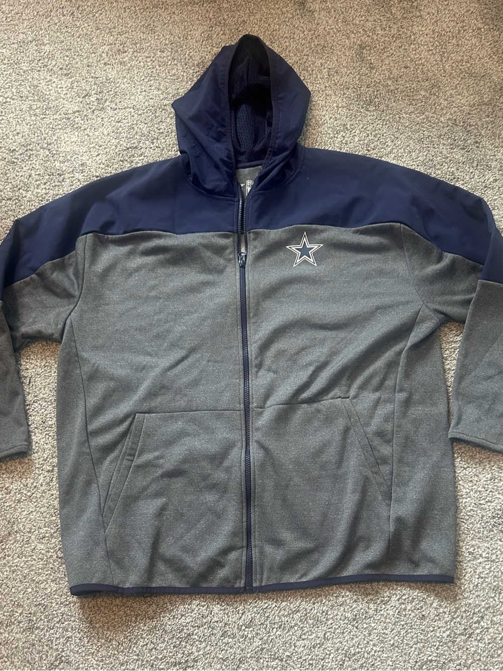 Dallas Cowboys Hoodie Jacket Mens XL Pro Line Full Zip Grey Navy Tech Fleece